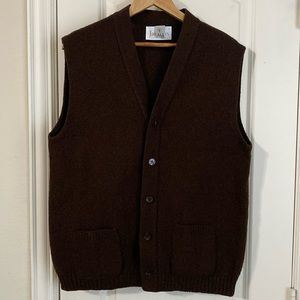 JANTZEN MEN'S SWEATER VEST Made in USA Size Large in chocolate brown wool
